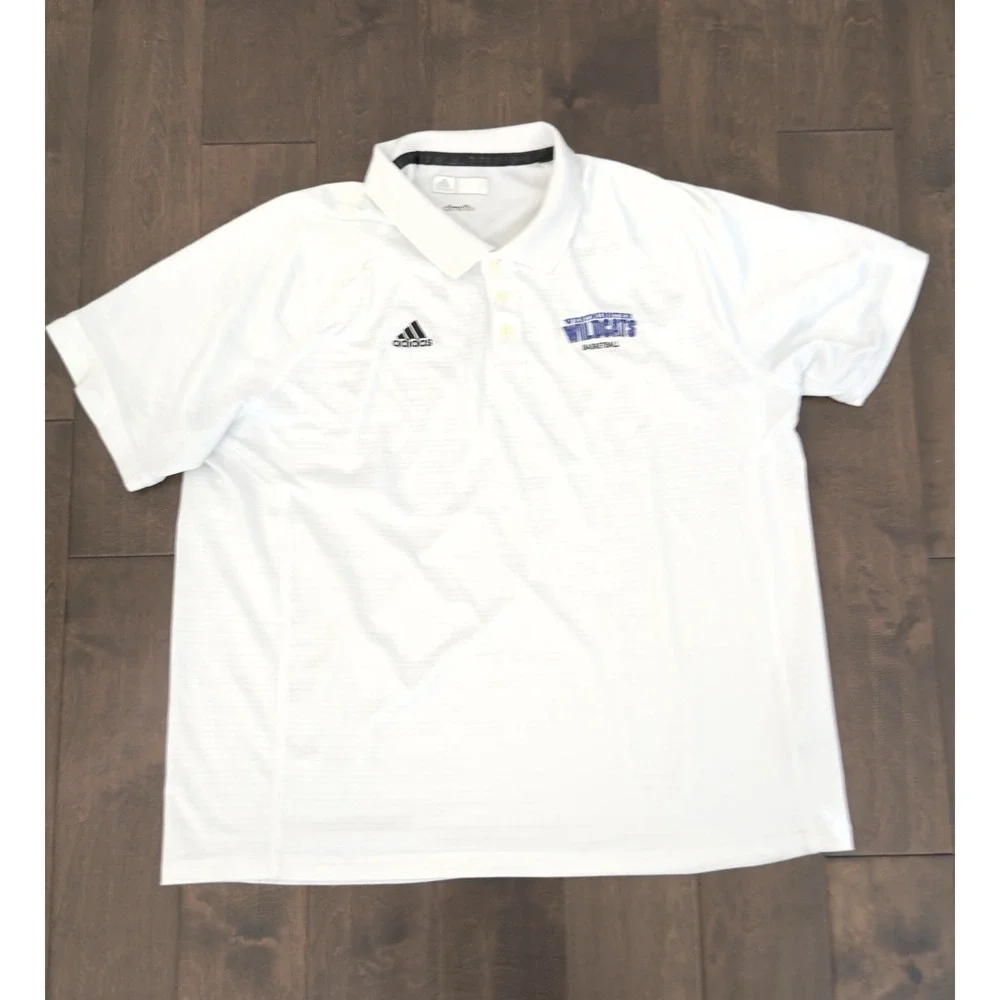 Adidas Polo Golf Shirt Mens Size 2XL White Short Sleeve Climacool WSA Basketball